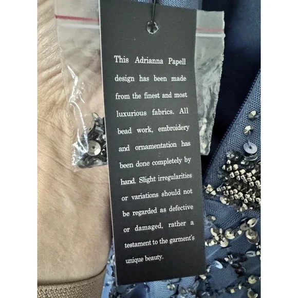 NWT Adrianna Papell Beaded Evening Gown Or Mother of Bride Sz 10 Blue - Picture 14 of 16